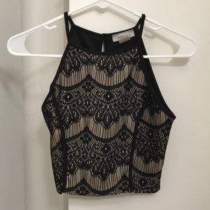 Black embroidered crop top